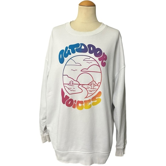 Outdoor Voices Tops - Outdoor Voices Graphic Sweatshirt White Medium